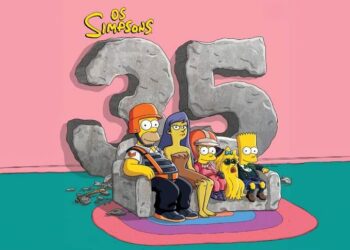 Os Simpsons, familia, amarela, Homer, Marge, Bart, Lisa, Maggie;